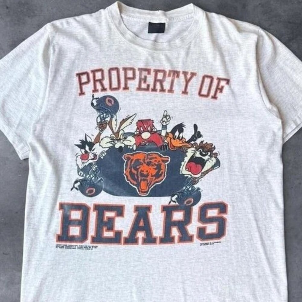 Reprint Chicago Bears Looney Tunes Cartoon Football short sleeve shirt